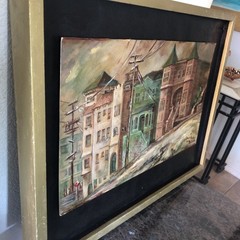 ANNA WILSON LISTED HOLLYWOOD CA ARTIST PAINTING ~ BUNKER HILL VICTORIAN HOUSES