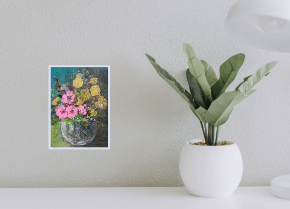 Original Abstract Floral Painting 6 x 8 inches