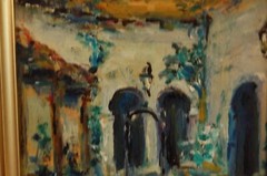 FRAMED ORIGINAL OIL INTERIOR COLONIAL PATIO OLD HAVANA CUBA ARTIST: HECTO VIDAL
