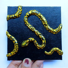 3D Emboss Snake Animal Glue Gun Canvas Shiny Pop Medium Art Hand Painting NEW