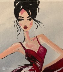 Dancing in a Red Dress Original Acrylic Painting 11×14 Signed Canvas Art
