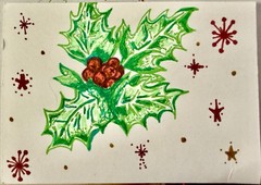 ACEO Art Card Christmas Holly Berry