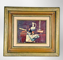 Vintage William Harnett Emblems of Peace Dimension Weld Textured Canvas Framed