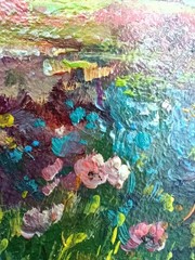 Wildflowers Original Oil Painting 4×6 Framed Signed Floral Landscape Meadow Art