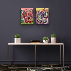 Canvas Set: Yin And Yang ~ Original Sold.Colorful Abstract Painting. 11×14 Inch.