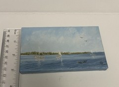 Robin Capecci 2014 Oil Painting 3X5 “Summer Sailing In Havre De Grace” Signed