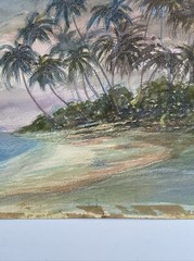 AGNES TAIT ORIGINAL PAINTING TROPICAL ISLAND BEACH SCENE COASTAL LANDSCAPE RARE