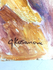 George Kosanovic Oil On Board „Woman In Fall“ Painting 20.5″ x 11.75″