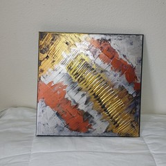 Original Abstract Acrylic Painting (See Video) On Canvas Gold Copper 12×12