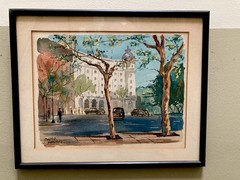 Vintage Watercolor Painting Street Scene In Madrid Spain Signed C. Sanchez Frame