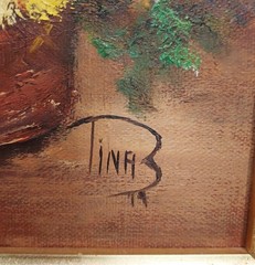 Vintage Floral Oil Painting On Canvas Signed Ornate Gold Frame 13×15