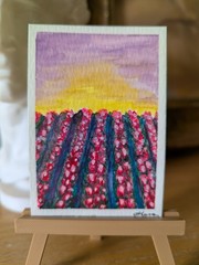 ACEO ATC original hand painted art card, watercolor wax sealed 300g cotton paper