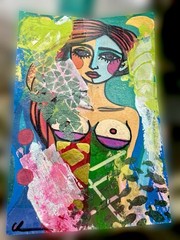 Original Mixed Media Painting (5”x7”) 13x18cm – Polluted MERMAID – Art