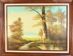 Vintage Landscape Oil Painting Signed Lewis 30″W x 24’H