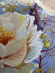 White Peonies Original Oil Painting 4×6 Framed Signed Floral Impasto Wall Art