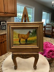 VTG Landscape Alpaca Lama Small Oil Painted , Artist Signed
