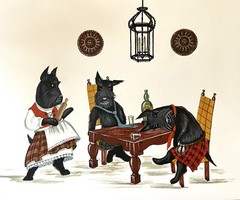 8×10 PRINT OF PAINTING RYTA SCOTTISH TERRIER FOLK ART VINTAGE STYLE BEER Pub dog