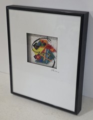 1980s Post-modern Abstract Acrylic Art Framed Signed Farr Geometric…