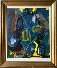 Rolf Gjedsted Abstract Composition Modern Art Vintage Danish 31x26cm