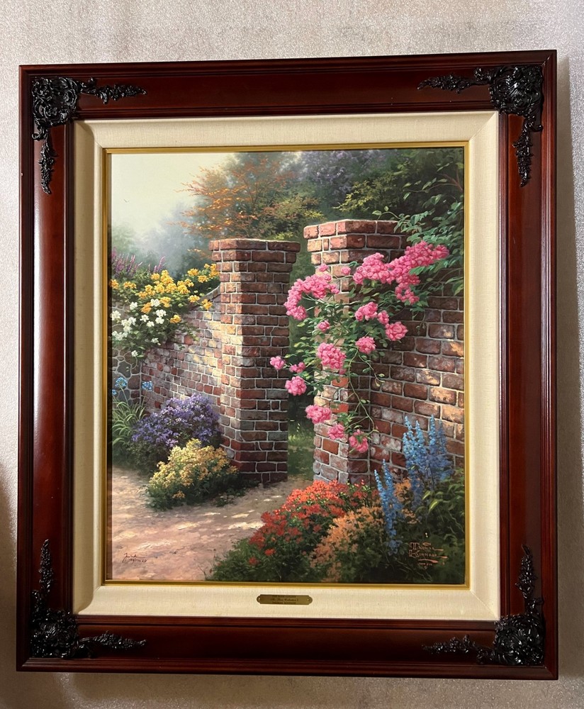 THOMAS KINKADE – THE ROSE GARDEN G/P 24″ X 20″ HE CANVAS w/COA