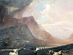 Listed Artist Sidney Richard Percy Monumental Mountains Landscape 30″ by 50″!