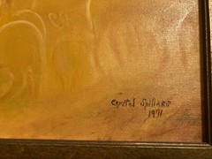 Mysterious Herd of Golden Deer in Mist, Oil on Canvas Painting, Crystol Spillars