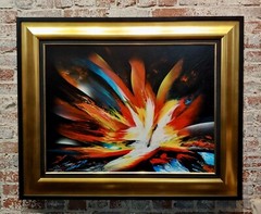 After Leonardo Nierman -Magic Explosion of Fire -Abstract Oil painting