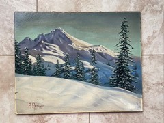 Alois Arnegger signed oil on board painting snowscape landscape Austria