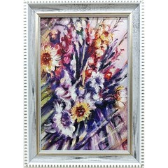 Summer nature Oil painting Original art Landscape Flower meadow 4 x 6 in