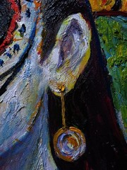 SKULL MASK OIL█PAINTING REALIST ART█VINTAGE ORIGINAL█DAY OF THE DEAD SKELETON NA