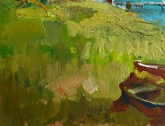 Oil Painting House Near The River Y. Suprunchuk Unframed Original nAAA4359