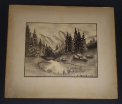 Vintage Drawn Painting With Pencil Original 1965 Artist K Sevila Sweden