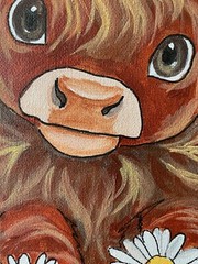 12 x 12 Original Acrylic Painting on Canvas…..“Spring Scottish Highland Cow“