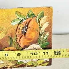 VTG MCM Impasto Oil Painting Floral Still Life Orange White Heavy Texture Art