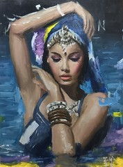 Original Oil Painting – Woman in Blue on 12×16 inch panel-Ready to Hang