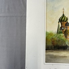Pair Russian Watercolor/PID St Basil’s Cathedral on the Red Square MockBA 2003