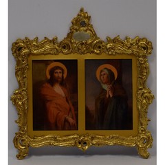 Ca.1900 R.Uhlmann, Old oil painting Jesus and Mary 20,3×20,1 in