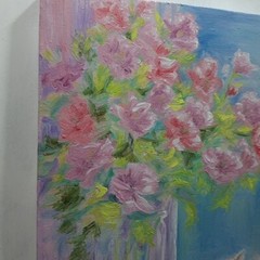 Cat Flowers Original Oil Hand Painted Signed Wall Art Decor Gift Ukraine Artist
