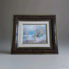 Painting Antique Oil on Canvas Landscape Bucolic Romantic Painting Framed