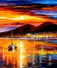 Leonid Afremov NAPLES — SUNSET ABOVE VES 30″x24″ LIMITED EDITION GICLEE ORIGINAL
