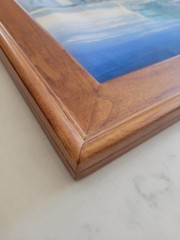 Oil Painting Mediterranean Harbor Scene Signed – Aaron Brothers – Wood Frame