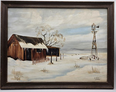 D. Elliott Taos Watercolor Painting, Farmscape, on Board