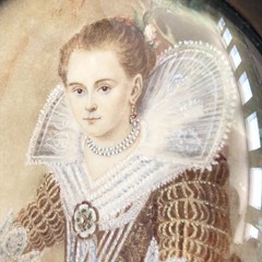 Antique Round Hand Painted and Signed Women’s Portrait in Original Frame.
