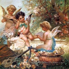 Angel Orchestra Oil painting Wall Art Giclee Printed on canvas P312