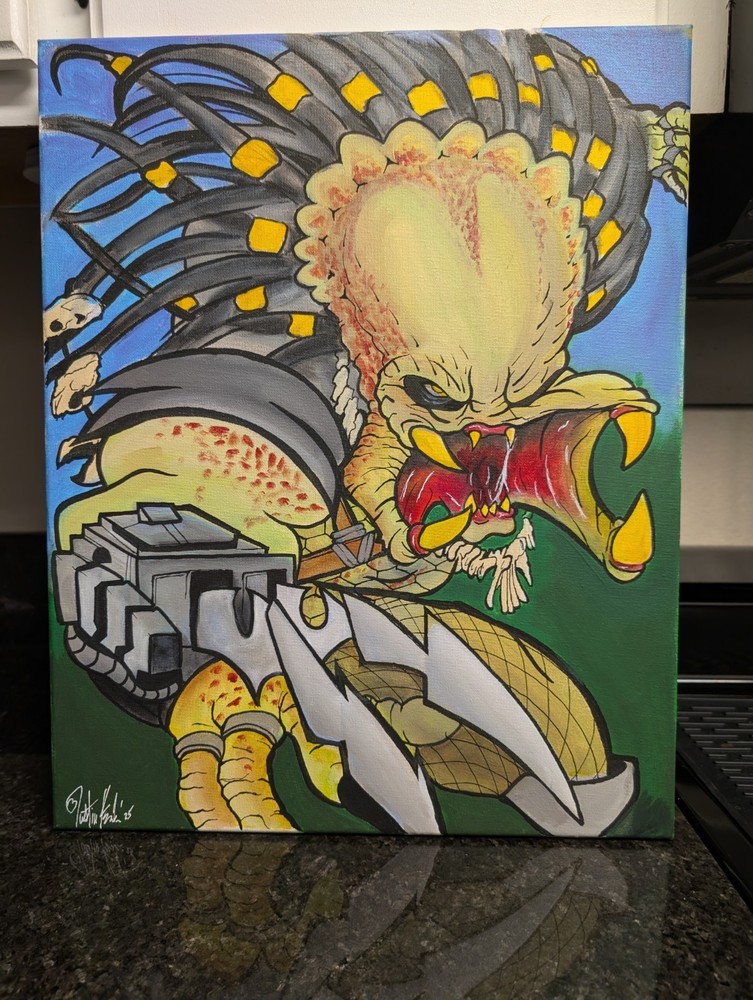 Predator Yautja Pop Art Original Acrylic Painting on Canvas