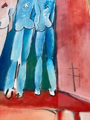 Clowns -Figural Abstract Impressionist -Upside Down Hearts-Original Painting