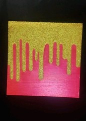 Glow N Dark Glitter Drip Painting Orange Pink Shift With Yellow Glow Glitter
