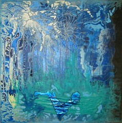 abstract art painting surrealism contemporary seascape forest marine blue metal