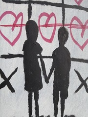 Expressionism/Abstract 11×14 Tic Tac Love Signed Colorful Hand Made Art Painting
