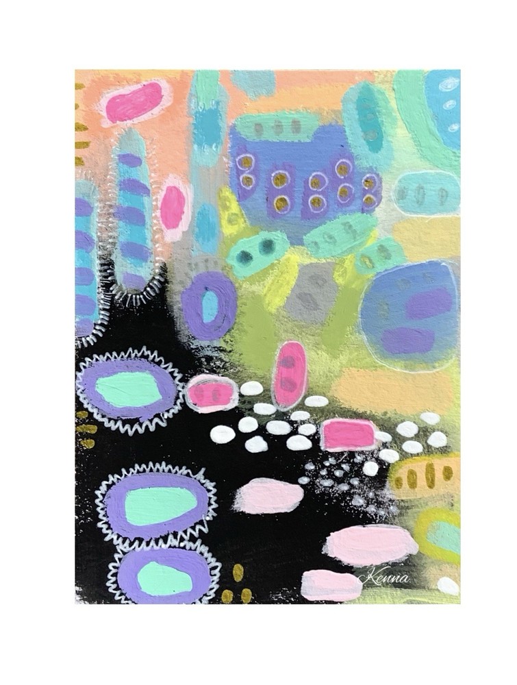 Aceo By Kenna Abstract Art Collector Card Painting Original 2.5” X 3.5” Signed